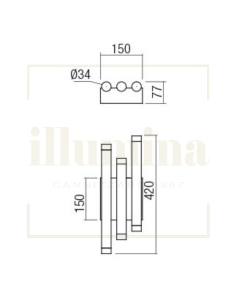 APPLIQUE MADISON 3 LUCI NERO 2