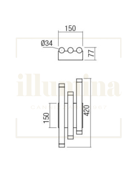 APPLIQUE MADISON 3 LUCI NERO