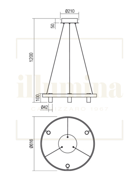 SOSPENSIONE SUMMIT NERO/OTTONE 60CM