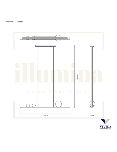 SOSPENSIONE MOONLIGHT TITANIO CON SFERE GRIGIO FUMO